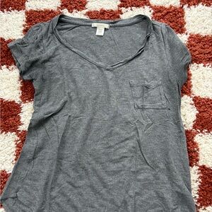 Gray V-Neck Women's Top